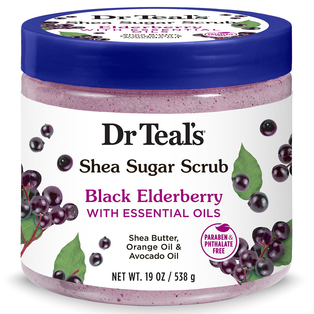 Dr Teals Shea Sugar Scrub, Black Elderberry, 19 Oz